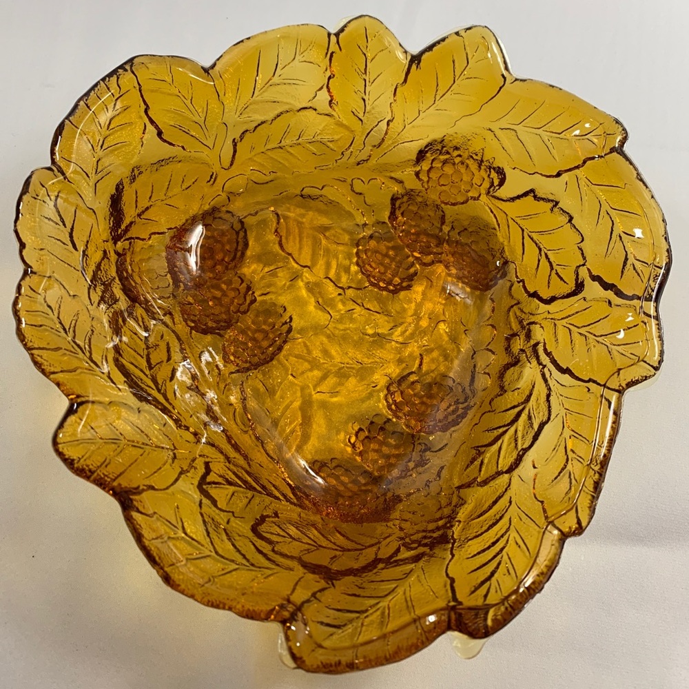 Vintage Indiana Glass Amber Berry Candy Dish